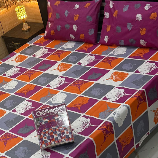 King Size Cotton 3PC Bedsheet